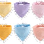 Mccotwe Muslin Baby Bibs Drool Teething Bibs Lap-shoulder Cloths Bibs 8-Layer Organic Cotton for Unisex Boys Girls Adjustable